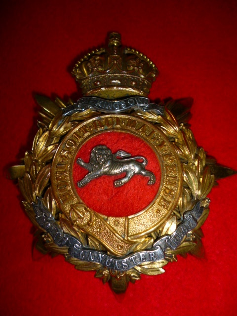 The King's Own Royal Lancaster Regiment Officer's Post 1902 Helmet Plate